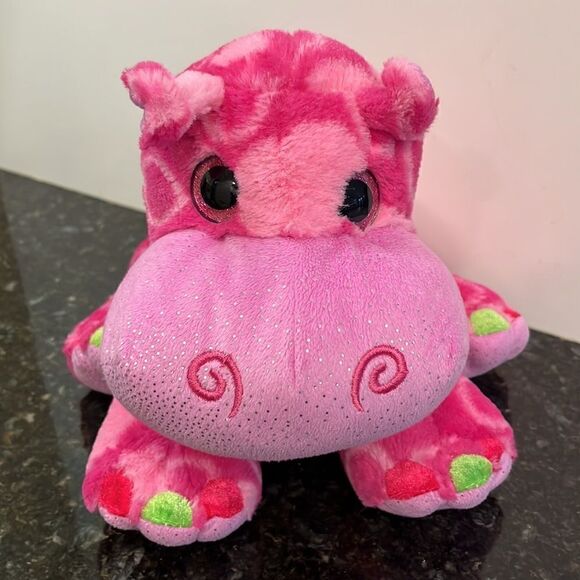 Wild Republic Pink Hippo Plush 12 Inch Big Sweet Eyes Sparkle Colorful 2… - Picture 2 of 9